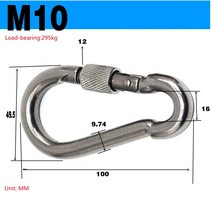 스프링 용수철 테이프 M6/M8/M10 다기능 304 스테인레스 스틸 스프링 스냅 카라비, M10, 5pcs