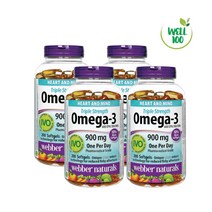 캐나다 웨버네추럴 트리플 스트렝스 오메가3 900mg 대용량 200정 WEBBER NATURALS, 4개