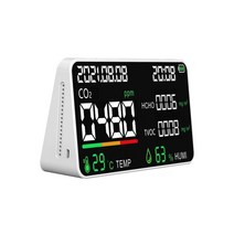 공기측정기 공기질측정기 온습도계 co2 meter 디지털 온도 습도 테스터 이산화탄소 tvoc hcho detector air quality monitor, 검은색