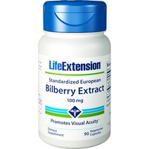 라이프익스텐션 스탠더다이즈드 유러피안 빌베리 추출물 100mg 베지테리안 캡슐, 90정, 1개