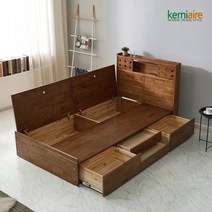 케미에르 메이크 고무나무원목 슈퍼싱글 침대프레임수납형 KFR-301SS, 월넛