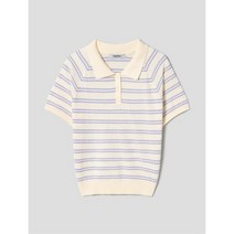 에잇세컨즈 8SECONDS 스트라이프 칼라 배색 반팔 니트 라벤더 (323351LY9T) 323351LY9T 149521