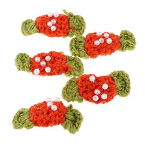 5Pcs 수제 크로 셰 뜨개질 사탕 꽃 아플리케 꾸밈 5.5x2.5cm, 폴리 에스터, 오렌지
