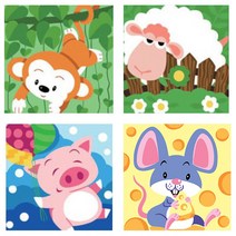 리빙듀오 DIY 풍경 동물 인물 유화그리기 20x20 세트 모음, 아기원숭이+시크한양+행복한아기돼지+행복한아기쥐