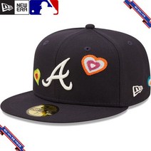 [미국정품] 836055 스냅백 캡모자 MLB [애틀랜타 브레이브스] 뉴에라 Chain Stitch Heart 59FIFTY Fitted Hat - Navy