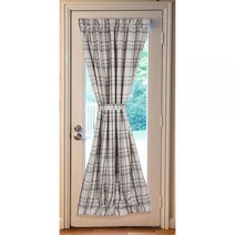 Primitive Home Decors 크로포드 그레이와 버터밀크 106.7cm x 182.8cm 안감 면 프렌치 도어 패널