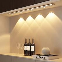 엔템 ﻿무타공 LED 붙이는 센서등 수유등 빈티지 카페 인테리어, 화이트, 4조명40CM(배터리표시등없슴)