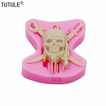 점토 몰드 틀 해적 해골 실리콘 몰드 초콜릿 몰드 공예 몰드 클레이 몰드 컵 케이크 장식 해골 및 이, 01 Pink