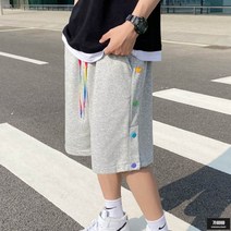 가바바 남성 빅사이즈 반바지 알록달록 신호등 버튼이 귀여운 남자 캐주얼 데일리룩 밴딩팬츠 5XL까지 G67797