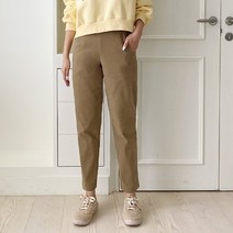 코지 여자 카라멜 활용적인 포켓 편한 허리밴딩 면바지