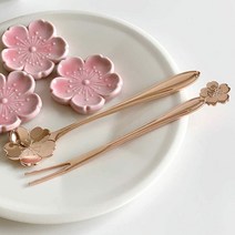 Flower antique 섬세 정교 견고 꽃무늬 디저트 티스푼 티포크, 벚꽃 로즈골드 티스푼