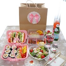 아이러브초코 피크닉데이 예쁜 일회용 소풍 도시락 용기세트, 1set, 1세트