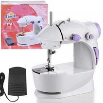 4in1 미니재봉틀 201 (가정용미싱 의류수선 바느질 리폼 위빙 쿠션만들기 베개 커튼 DIY), 퍼플