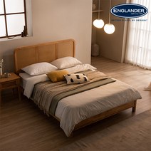 잉글랜더 발리 라탄 고무나무 원목 침대 LK(Sweet Slumber 스탠다드 매트-K), 프레임(내츄럴원목)+매트(DG)