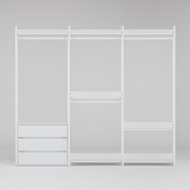 동서가구 팬타 포스코 스틸 시스템 드레스룸_2400 3단 서랍 행거 4colors DF643472, 화이트