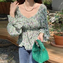 수채화블라우스 플라워블라우스코디 쉬폰블라우스 2col bljj3339