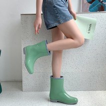 파스텔톤 유광 미들 레인부츠 여름 장마 여성장화 힙한 머스트