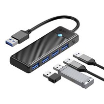오리코 심플 4포트 무전원 3.0 USB허브 PAPW4A-U3, Black, 0.5M, USB-A