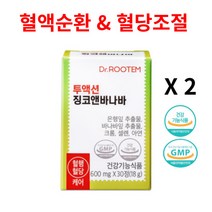 닥터루템 혈액순환 개선제 혈당 조절 영양제 은행잎 바나바잎 추출물 징코앤바나바, 2개, 30정