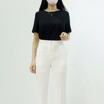 심플 반팔 라운드넥 정장 이너 쉬폰 블라우스