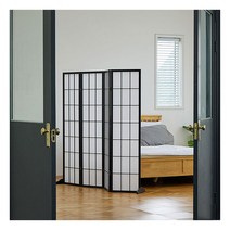 [까사라움] 설화 원목 4단 접이식 인테리어 파티션 3color, 화이트