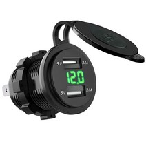 2V-24V 자동차 USB 충전기 2.A 오토바이 트럭 ATV 보트 LED 라이트 듀얼 소켓 전원 어댑터 콘센트, 02 green