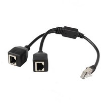 RJ45 이더넷 스플리터 케이블 1 남성 2 여성 이더넷 커넥터 케이블 적합한 CAT5 CAT6 LAN 이더넷 소켓 어댑터, 하나, 검은 색