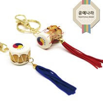 [예원콜렉션] 고급 한국 전통 미니어처 소품 나무 장구북 열쇠고리 10P (소) 벌크