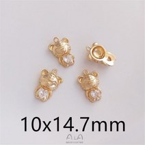금토끼 선물 장식 소품 순금 황금 14K 골드 도금 귀여운 리틀 베어 토끼 펜던트 수제 보석 DIY 팔찌 목걸이 쥬얼리, 01 1개, 05 10x14.7mm