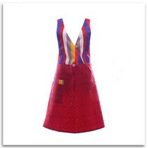 봉봉러브 실크 색동 브이넥 앞치마(170) 앞치마, 자주