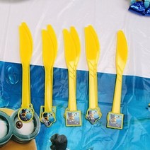 기념일 파티 일회용 식기세트 디즈니 미니언 장식 호의 접시 포크 플래그 어린이 키즈, 협력사, 10 칼