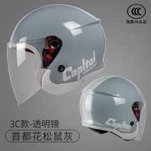 전기자전거 오토바이 헬멧 사계절 안전 헬멧, 3C-캐피탈 다람쥐 회색 투명 거울