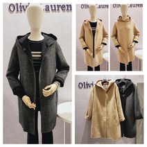 올리비아로렌 내추럴한 헤링본 핸드메이드 후드 양모 코트 nc청주점 vopeawwa121