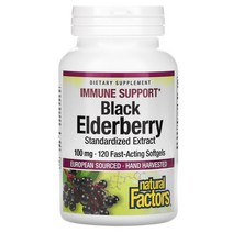 Natural Factors 블랙 엘더베리 100mg 캡슐, 120 개, 120개, 120개