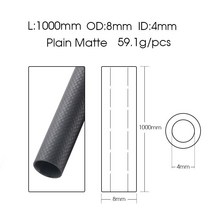 저무리 호환제품 탄소 섬유 튜브 파이프 1 개 길이 1000MM 직경 100CM 4mm 5mm 6mm 7mm 8mm 9mm RC 모델 비행기 드론 액세서리, 22 8x4 Plain Matte