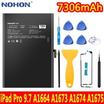NOHON 자가수리 태블릿 배터리 iPad Pro 9.7인치 A1664 A1673 A1674 A1675 7306mAh 노혼 교체 실제 용량 배터리, iPad Pro9.7 7306mAh