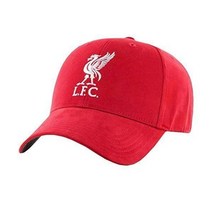 Liverpool F.C. 803382 LFC 축구 야구 모자 플레인 레드 3D 새 배지 벨크로 오피셜, One Size