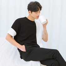 블랙나인 링클프리 배색 반팔 티셔츠