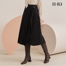 JJ지고트 JJ.ro 레터링 테이프 플리츠 스커트 GLAA0SKR3