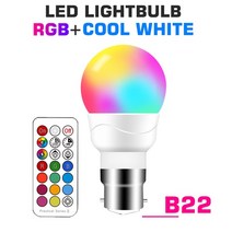 스마트 홈 LED 전구 E27 E14 GU10 B22 220V 110V 스팟 매직 변경 가능 램프 및 IR 제어 장식 RGB 화이트, B22 RGB Cold White
