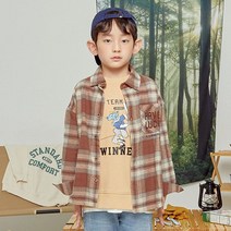 인디고키즈) #체크 브라운 셔츠#기모셔츠#자수 포인트 셔츠/뉴코아울산성남점