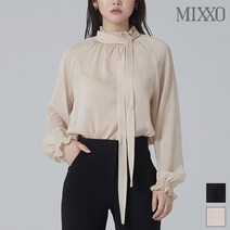 미쏘 미쏘 프릴 넥 리본 블라우스_MIWBLA112B-T