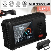TVOC HCHO CO2 디지털 LCD 포름알데히드 감지기 공기질 측정기 분석기 다기능 가스 5 in 1 신제품, 한개옵션0
