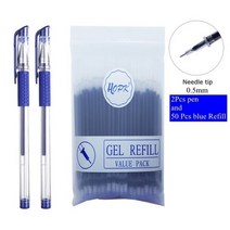 젤 펜 리필 서명 막대 0.5mm/0.38mm 50 개/세트 빨강 파랑 검정 사무실 학교 문구 용품 바늘/총알 팁 처리, 52Pcs Blue set N