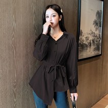 반팔 여름 여성 레이스랩 브이넥 프릴랩블라우스 페플럼 랩셔츠 플레어랩블라우스 허리 핀턱