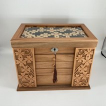 미니서랍장 빈티지나무 보석 상자 저장 레트로 클로버 화장품 잠금 특별 제공 조직 케이스 Organizador, b