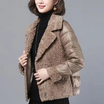 유광패딩 양고기 양모 패치 워크 다운 코튼 짧은 자켓 여성 두꺼운 따뜻한 슬림 숏