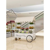 이동식 꽃 매대 꽃집 카트 노점 가판 진열대 야외 마켓, 상세 페이지 참고, 레드 길이 140 폭 60 높이 200