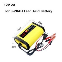 12V 24V 2A 6A 8A 스마트 자동차 오토바이 배터리 충전기 자동 모토 납산 AGM 젤 VRLA 충전 디지털 LCD, CHINA, EU Plug, 12V 2A 2
