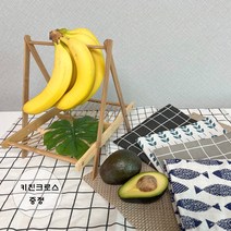 더화사 주방소품 접이식 라탄 대나무 과일 트레이 바구니 바나나걸이 바스켓, 6.체크_블랙, 소